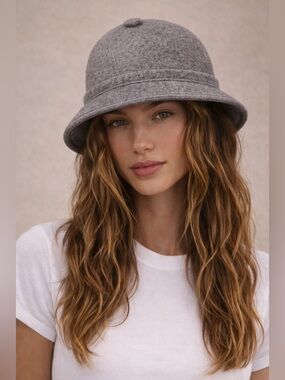 Vintage Kangol Wool Cloche Hat in Gray - Women's Stylish Felt Bucket
